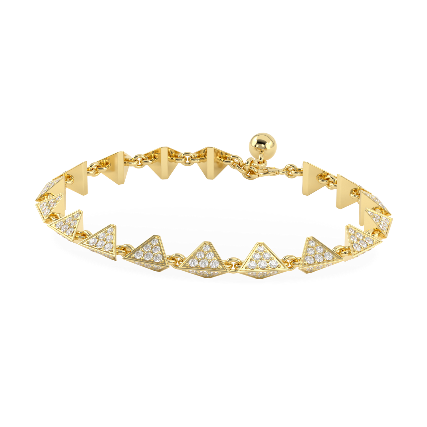 Origami Large Yellow Gold Diamond Trefoil Bracelet