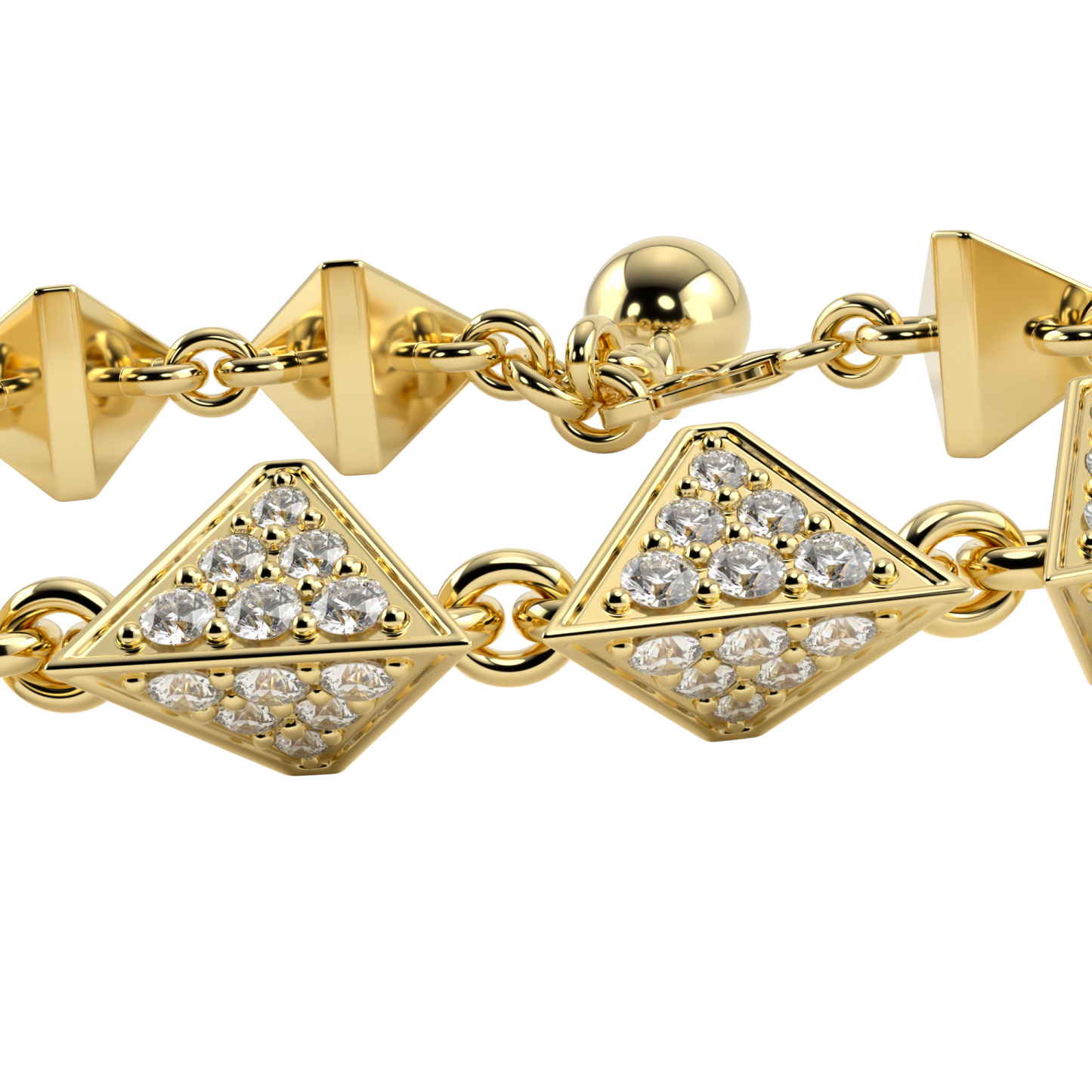 Origami Large Yellow Gold Diamond Trefoil Bracelet