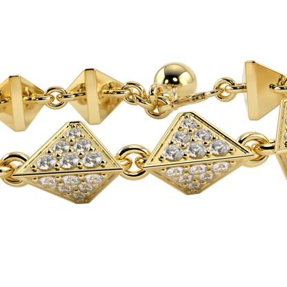 Origami Large Yellow Gold Diamond Trefoil Bracelet