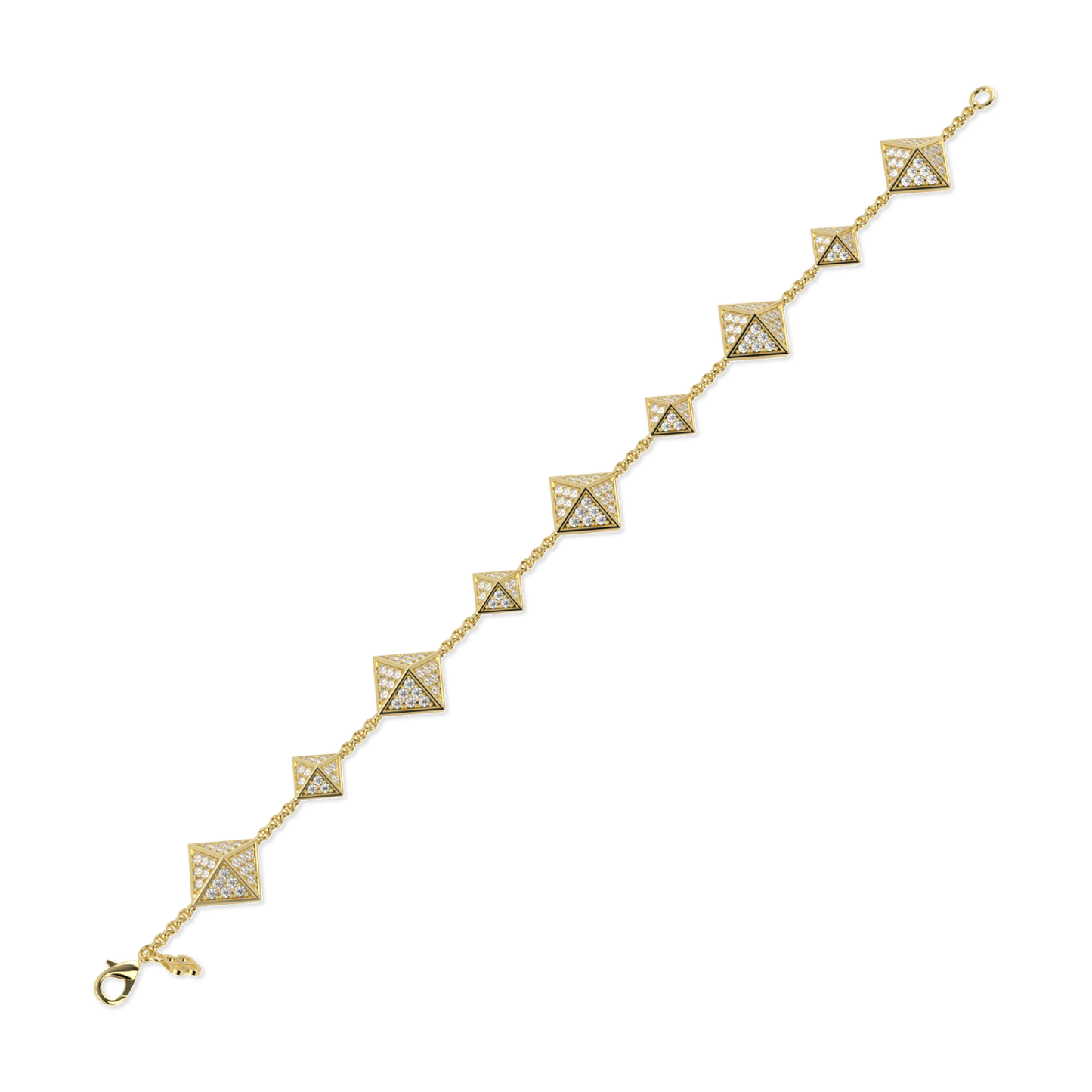 Origami Small Yellow Gold Diamond Trefoil Bracelet