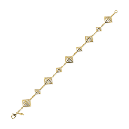 Origami Small Yellow Gold Diamond Trefoil Bracelet