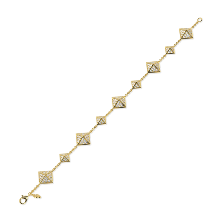 Origami Small Yellow Gold Diamond Trefoil Bracelet