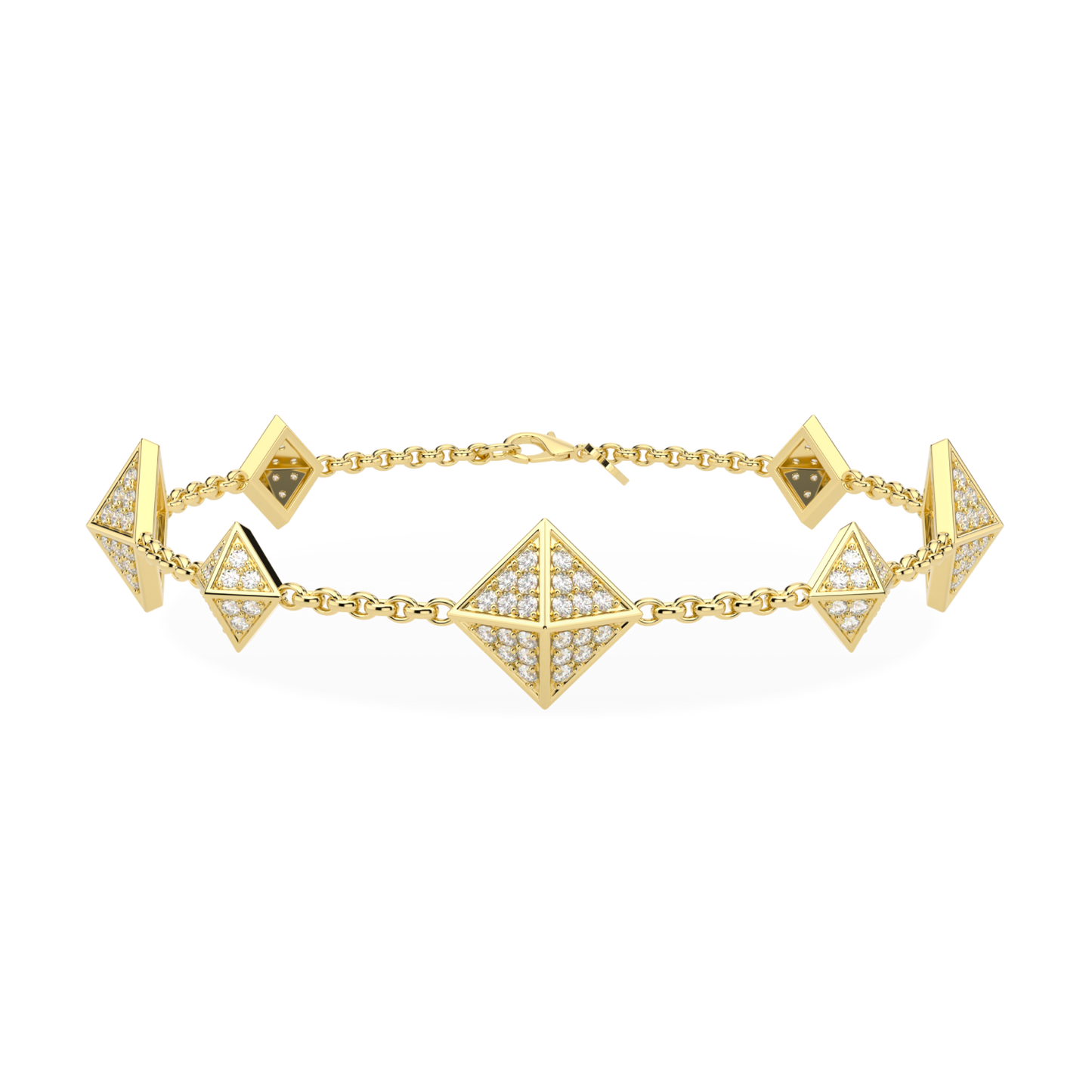 Origami Small Yellow Gold Diamond Trefoil Bracelet