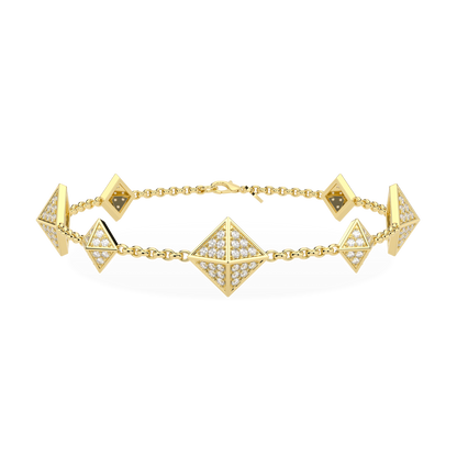 Origami Small Yellow Gold Diamond Trefoil Bracelet