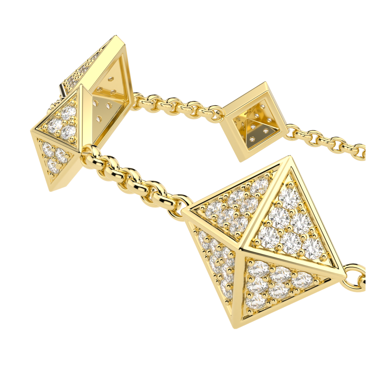 Origami Small Yellow Gold Diamond Trefoil Bracelet