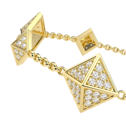 Origami Small Yellow Gold Diamond Trefoil Bracelet