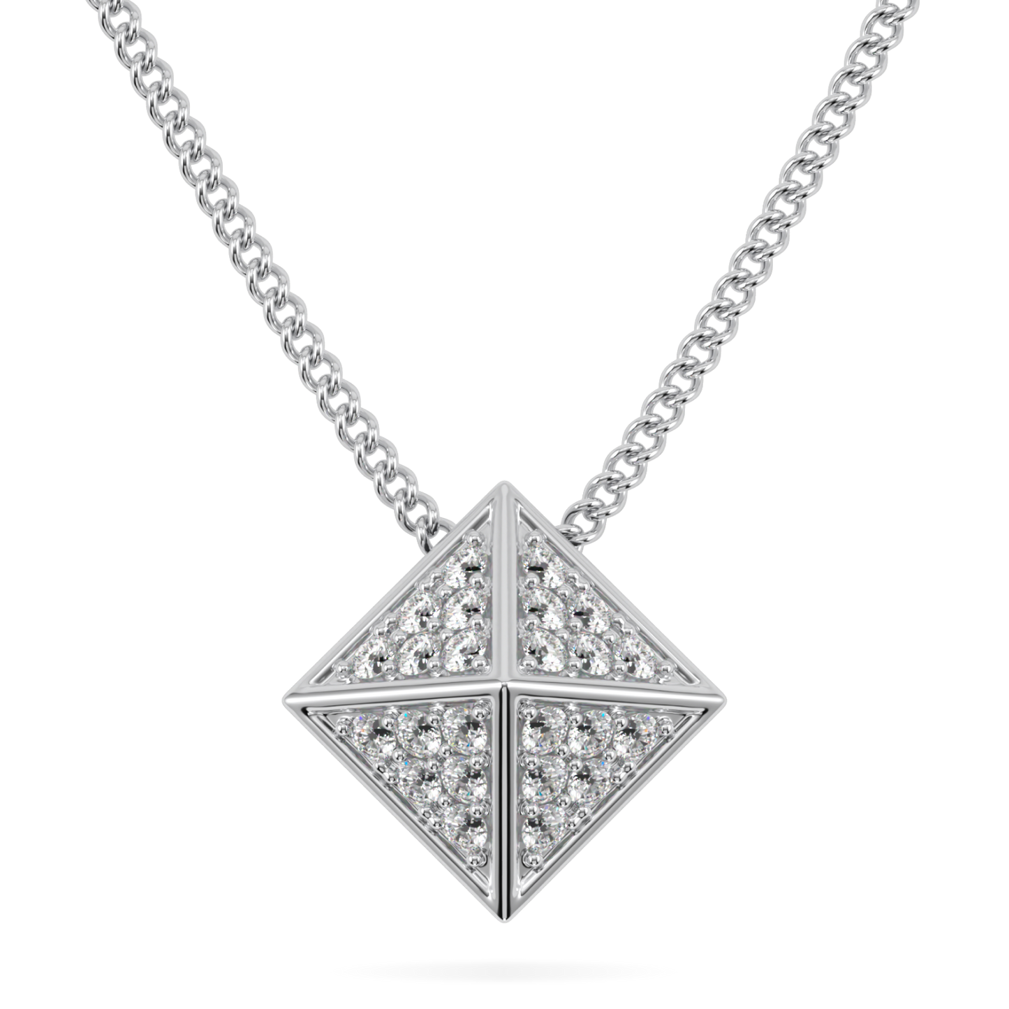 Origami White Gold Diamond Trefoil Pendant