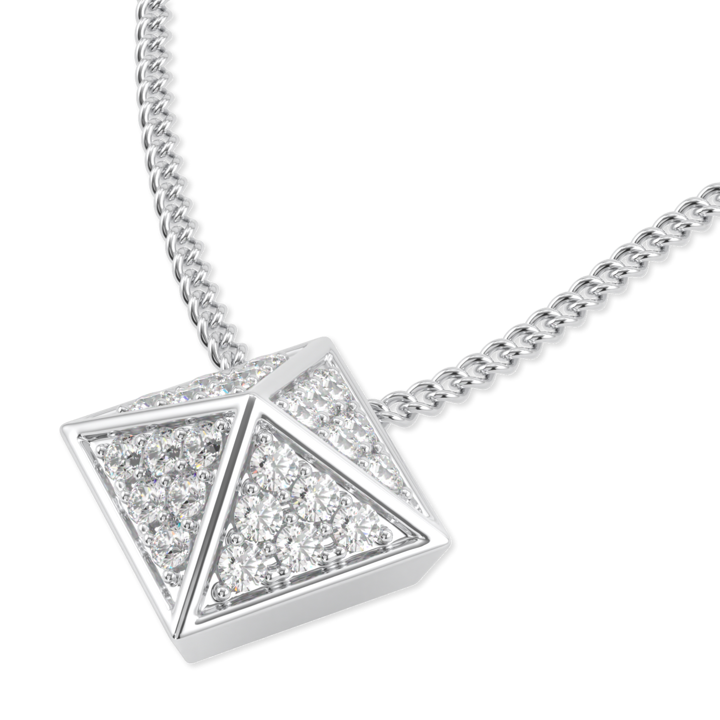 Origami White Gold Diamond Trefoil Pendant