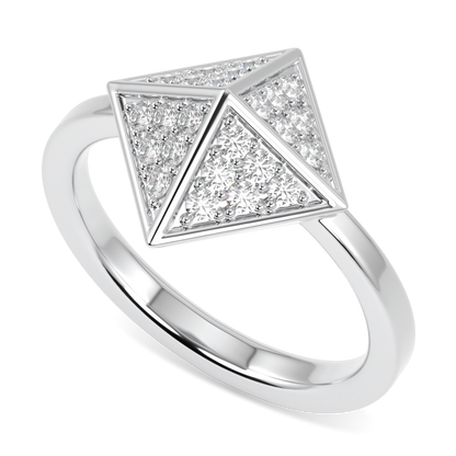 Origami White Gold Diamond Trefoil Ring