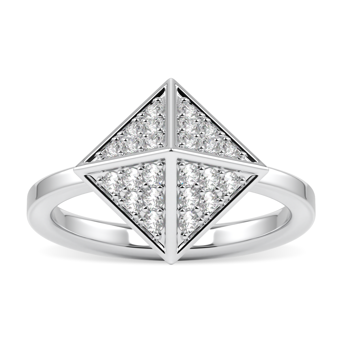 Origami White Gold Diamond Trefoil Ring