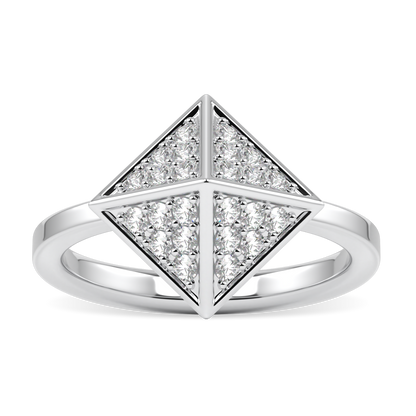 Origami White Gold Diamond Trefoil Ring