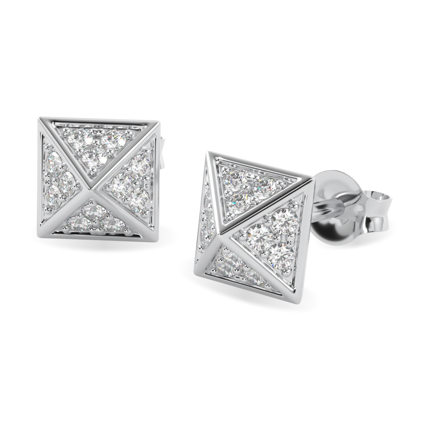 Origami White Gold Diamond Trefoil Stud Earrings