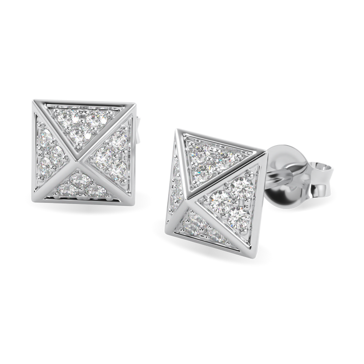 Origami White Gold Diamond Trefoil Stud Earrings