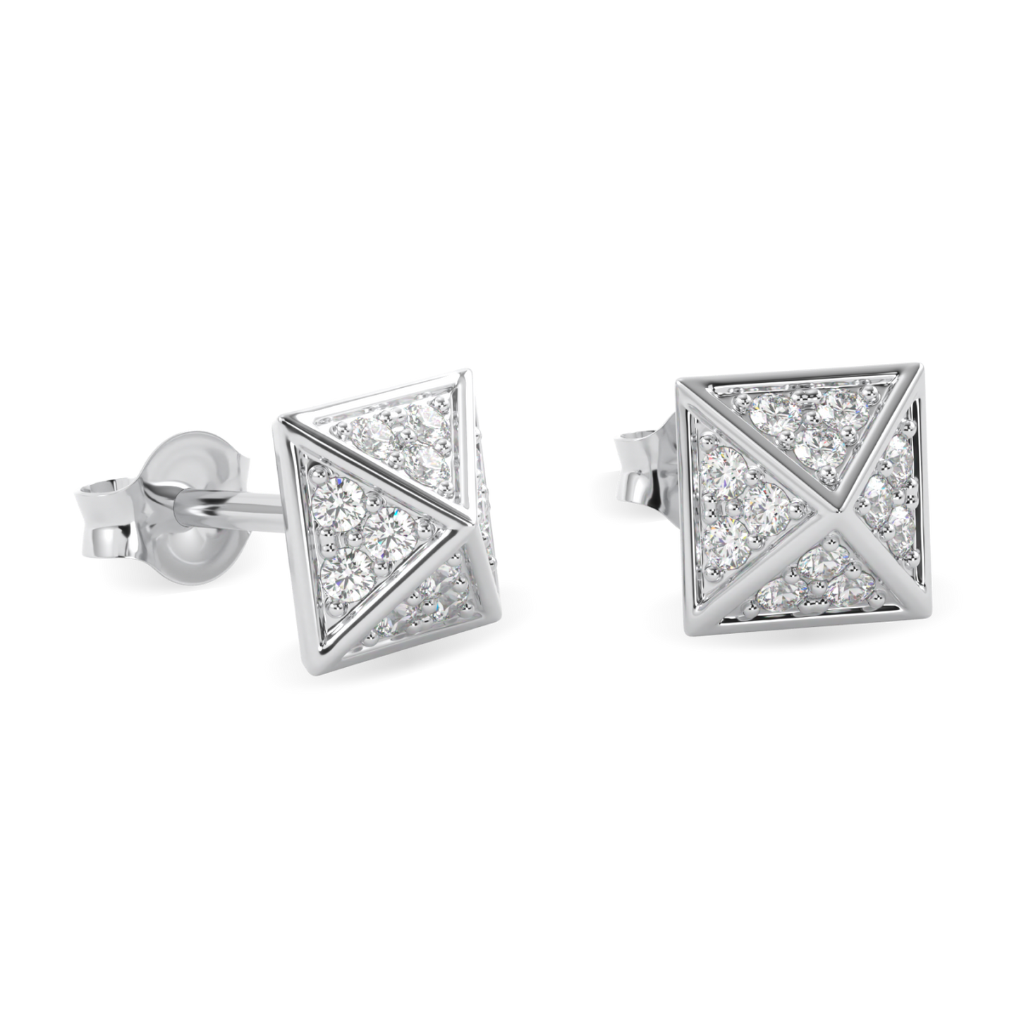 Origami White Gold Diamond Trefoil Stud Earrings