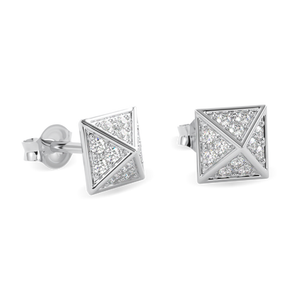 Origami White Gold Diamond Trefoil Stud Earrings