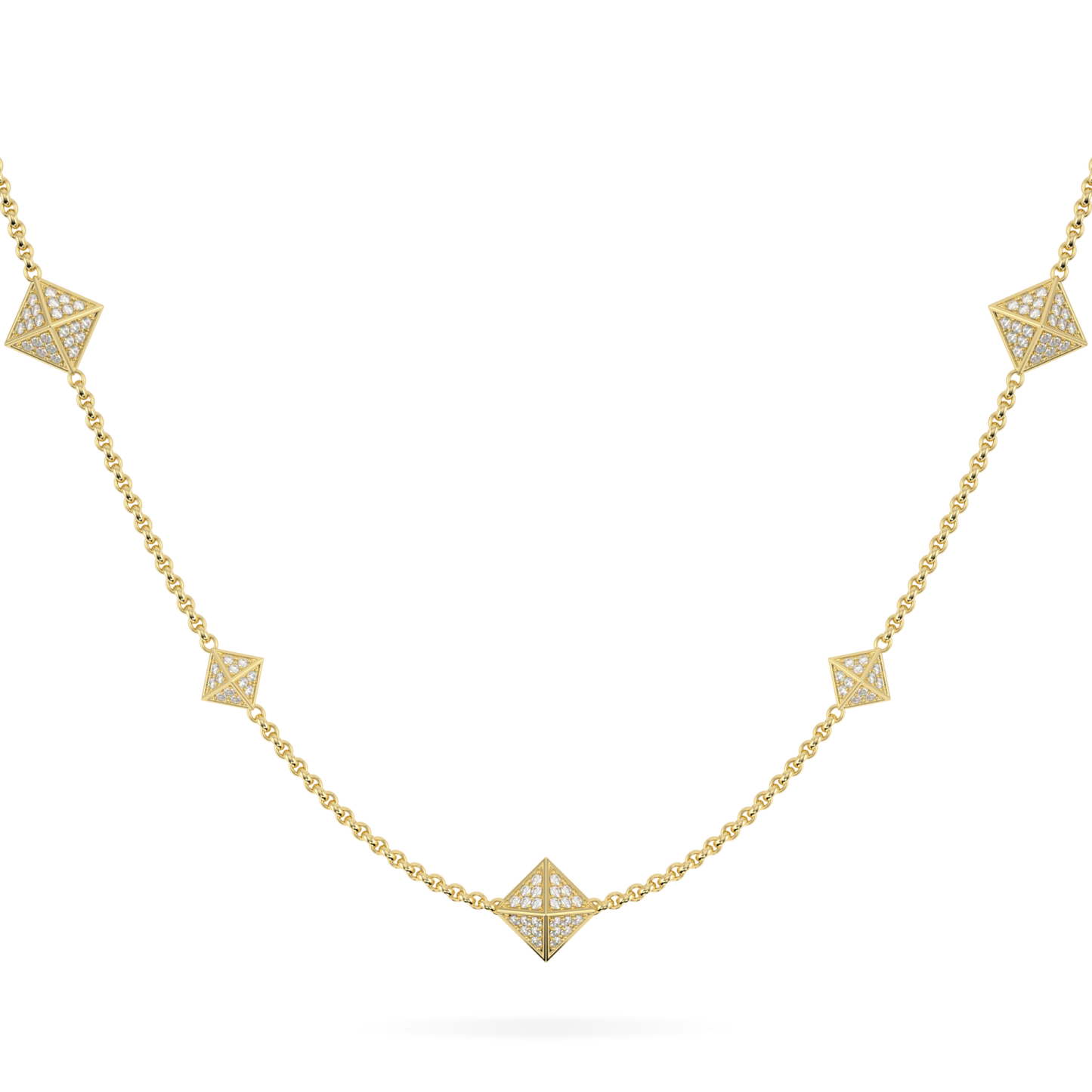 Origami Yellow Gold Diamond Trefoil Necklet