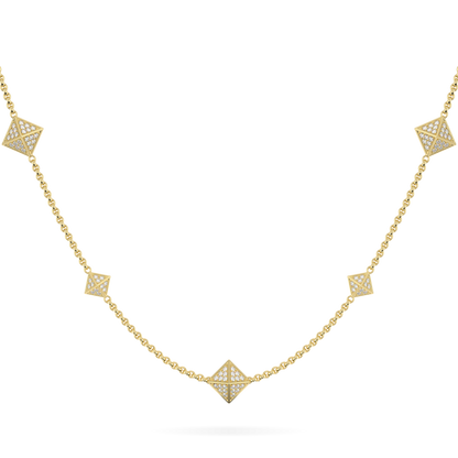 Origami Yellow Gold Diamond Trefoil Necklet