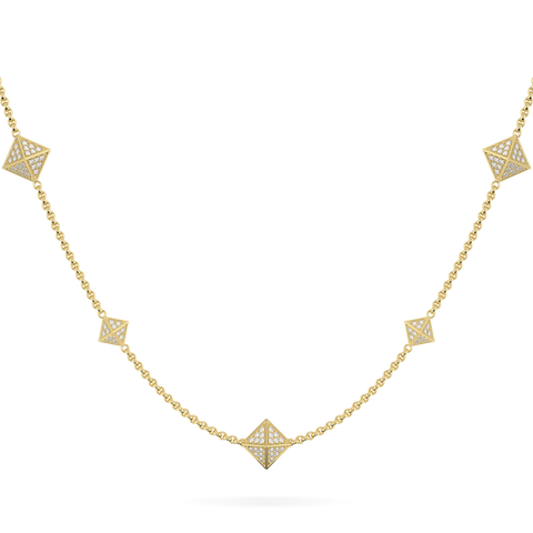 Origami Yellow Gold Diamond Trefoil Necklet