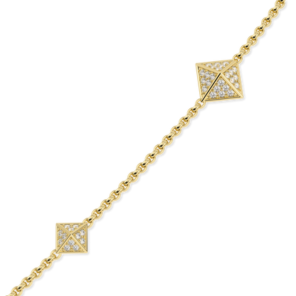 Origami Yellow Gold Diamond Trefoil Necklet