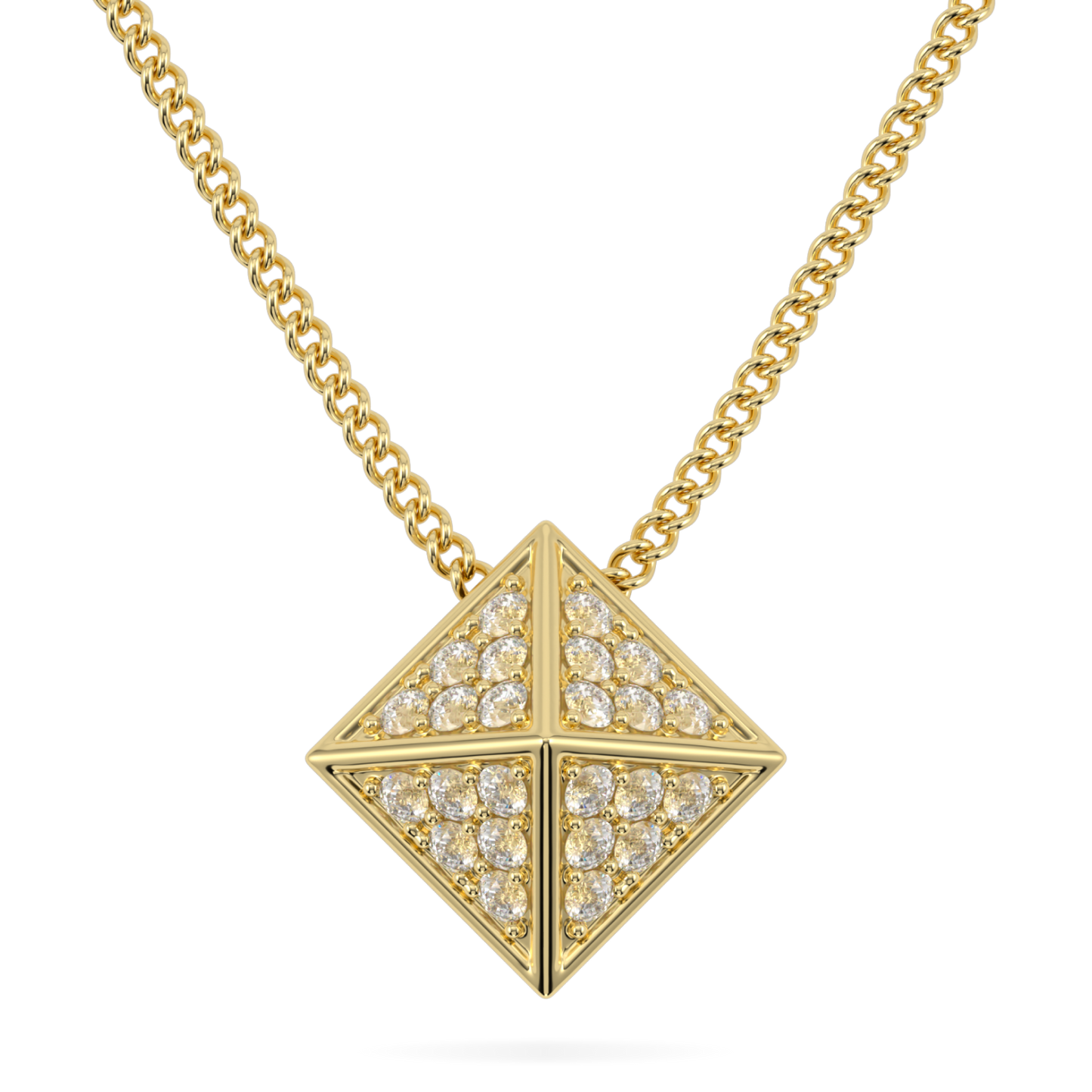 Origami Yellow Gold Diamond Trefoil Pendant