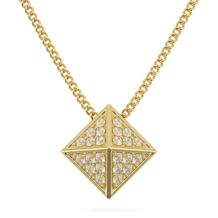 Origami Yellow Gold Diamond Trefoil Pendant