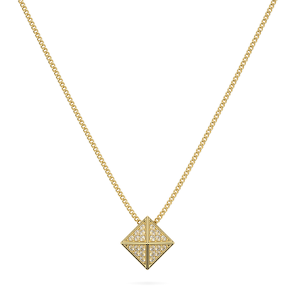 Origami Yellow Gold Diamond Trefoil Pendant