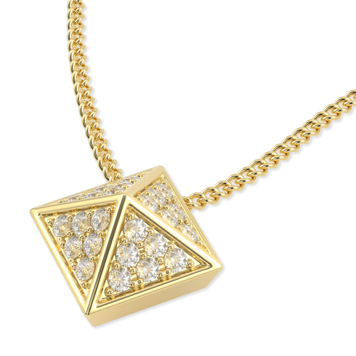 Origami Yellow Gold Diamond Trefoil Pendant