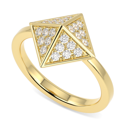 Origami Yellow Gold Diamond Trefoil Ring