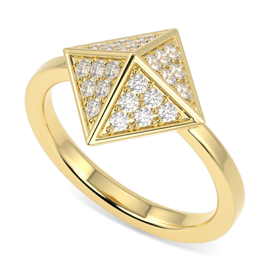 Origami Yellow Gold Diamond Trefoil Ring