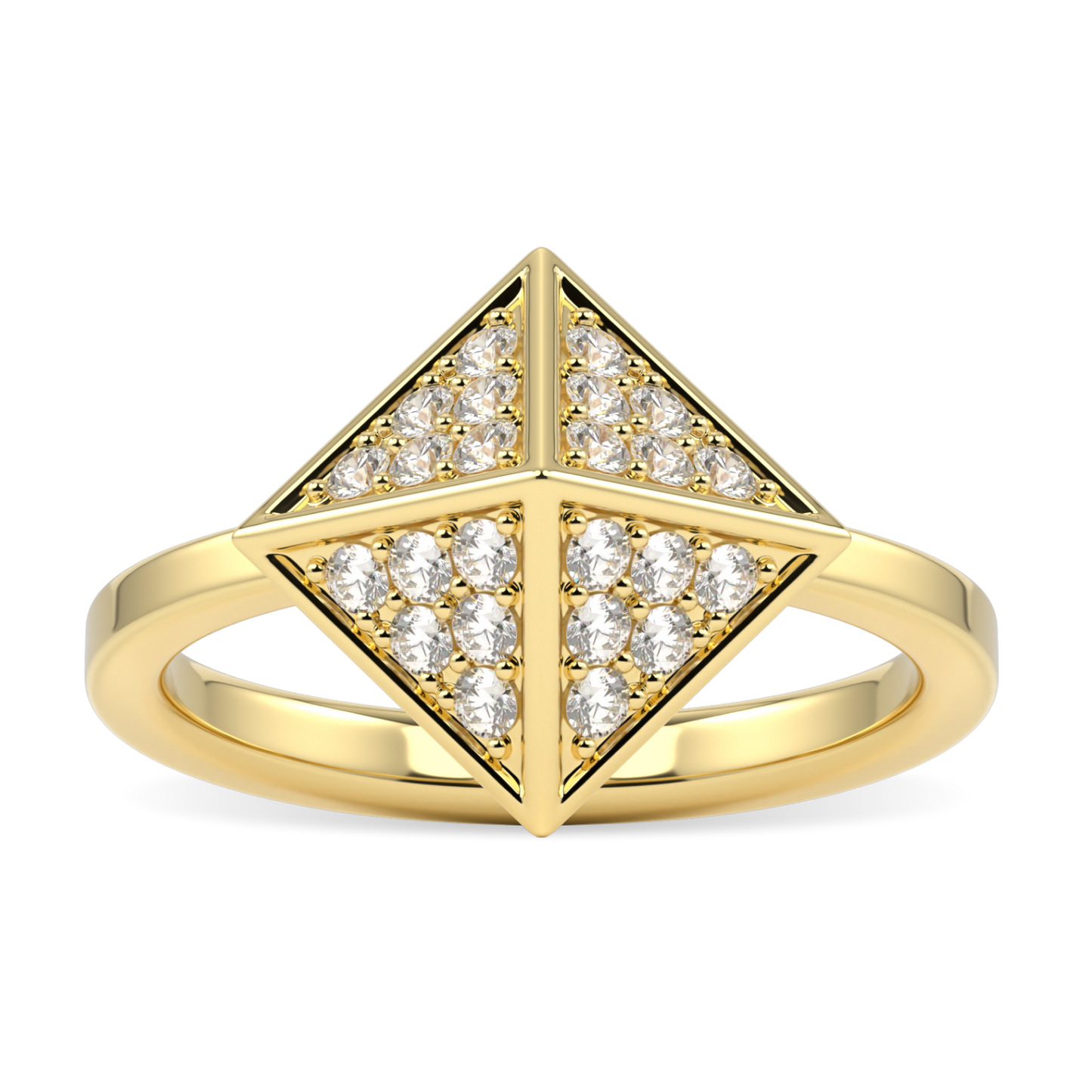 Origami Yellow Gold Diamond Trefoil Ring