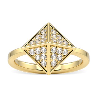 Origami Yellow Gold Diamond Trefoil Ring