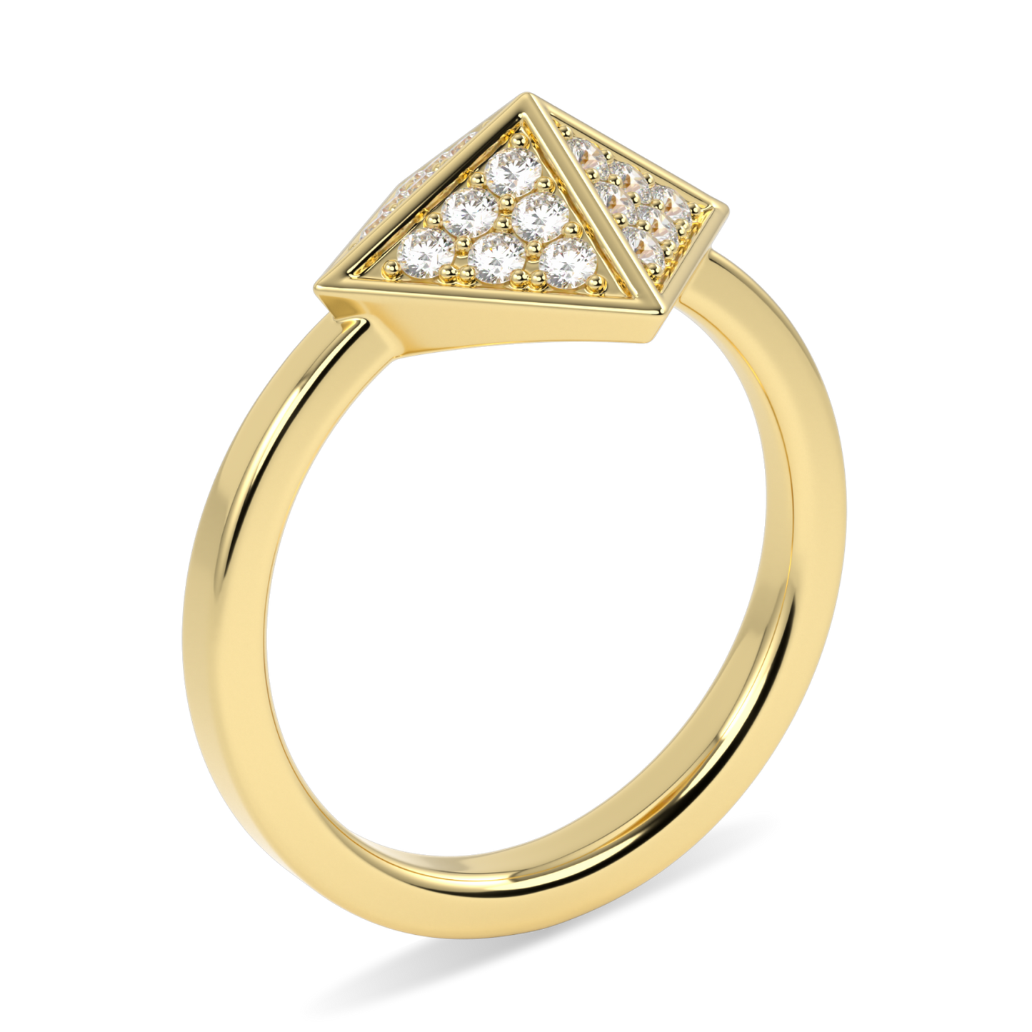 Origami Yellow Gold Diamond Trefoil Ring