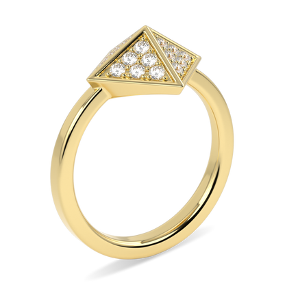 Origami Yellow Gold Diamond Trefoil Ring