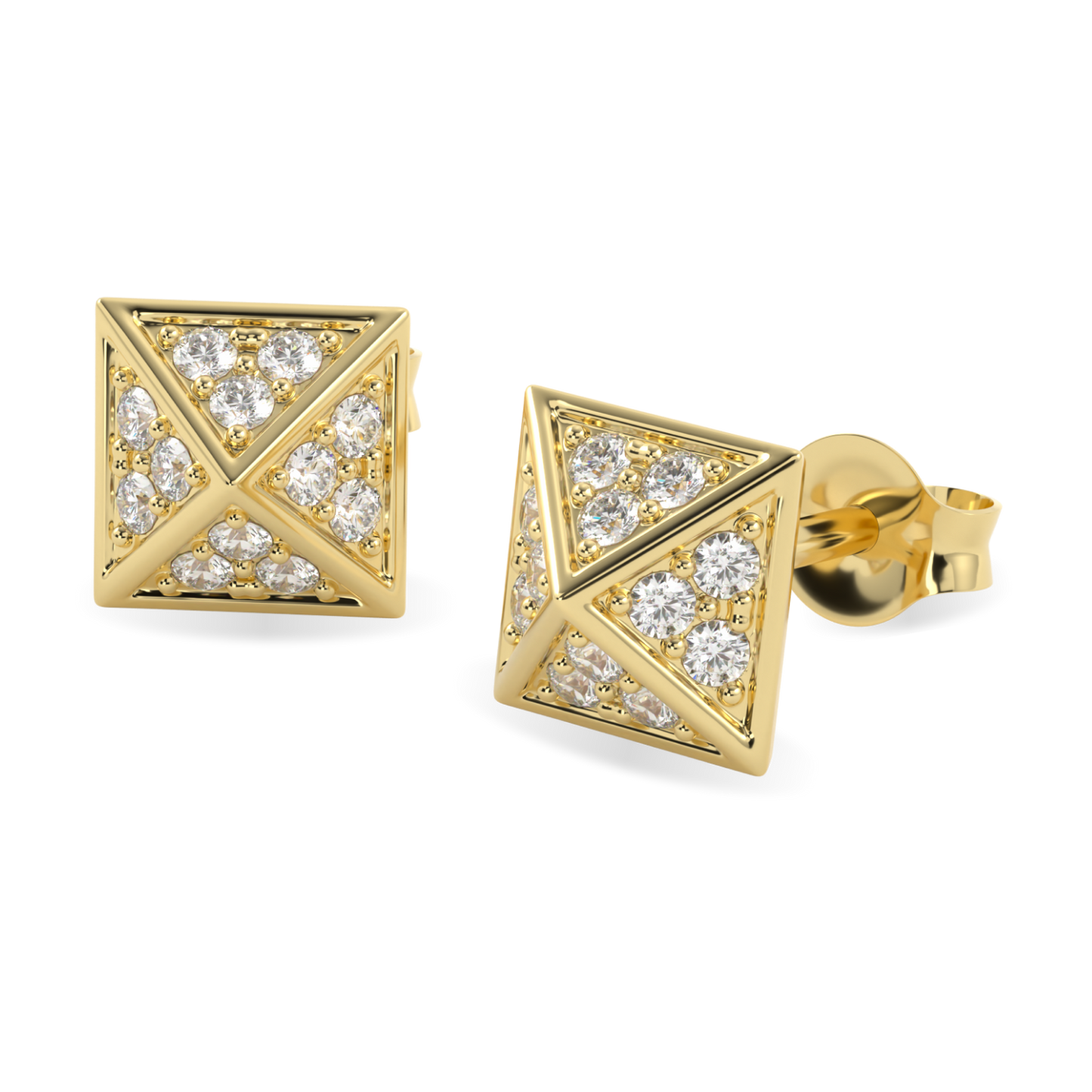 Origami Yellow Gold Diamond Trefoil Stud Earrings