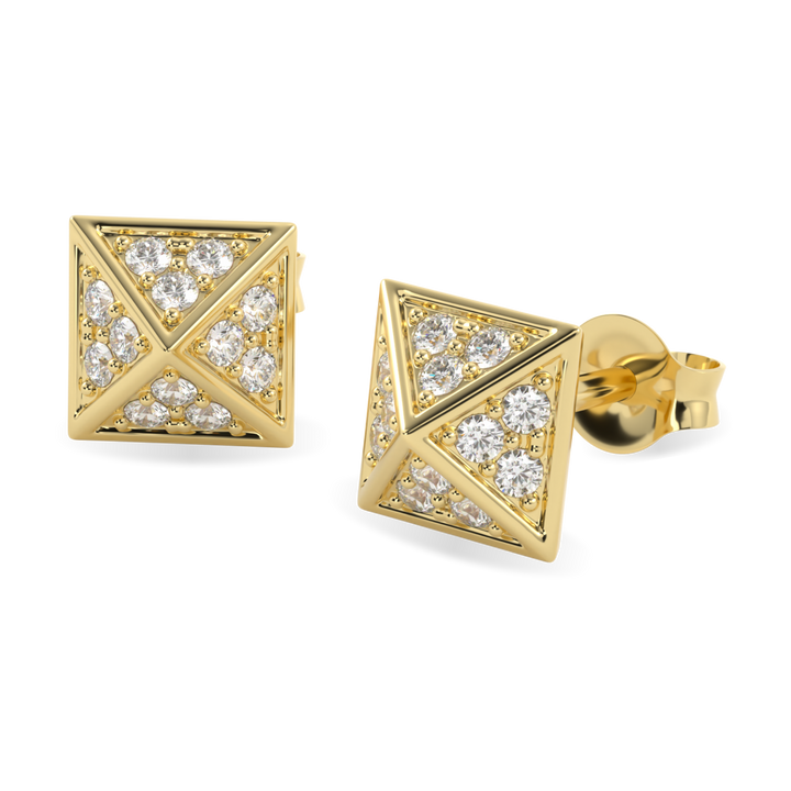 Origami Yellow Gold Diamond Trefoil Stud Earrings