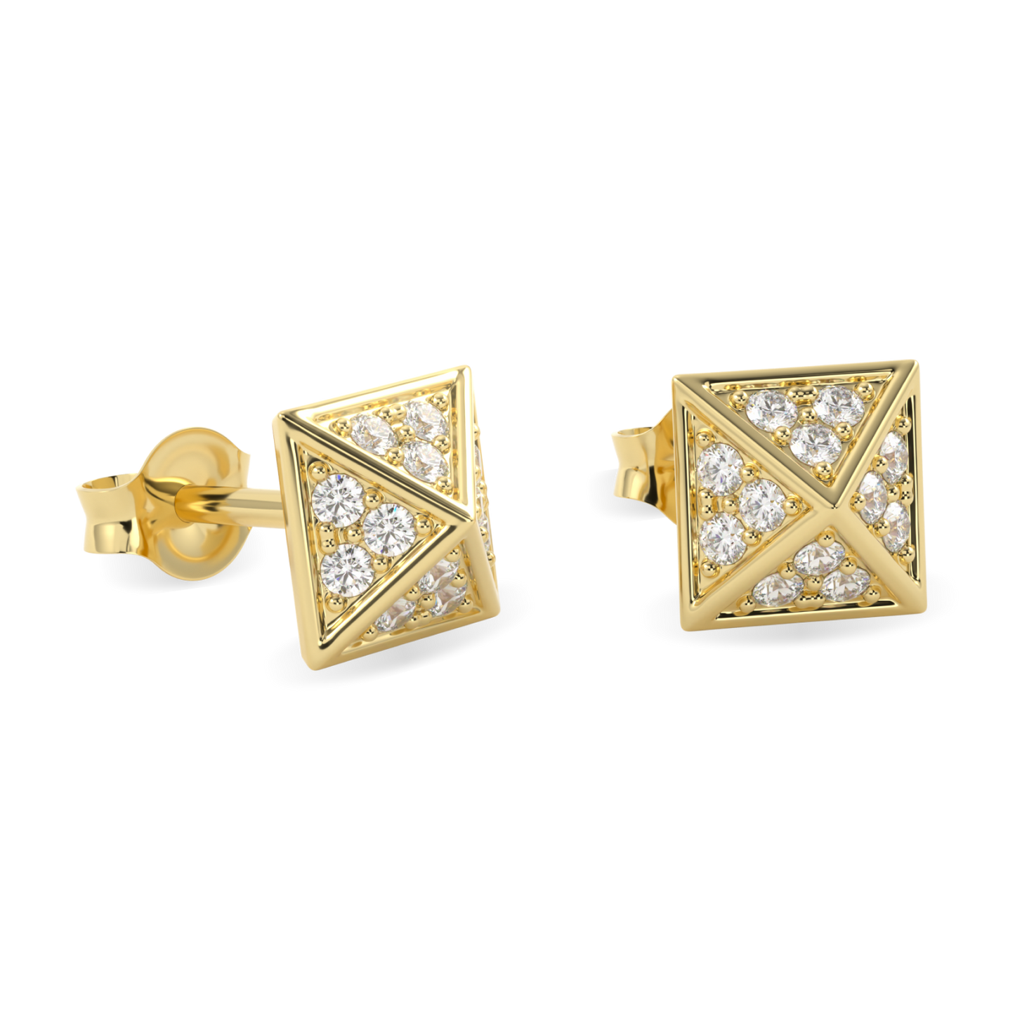 Origami Yellow Gold Diamond Trefoil Stud Earrings