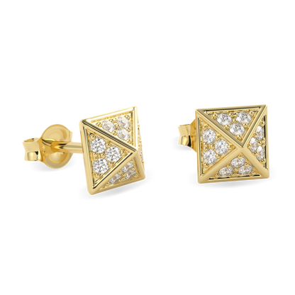 Origami Yellow Gold Diamond Trefoil Stud Earrings