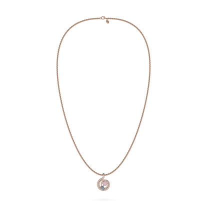 Serpentine Large Rose Gold Diamond Morganite Pendant