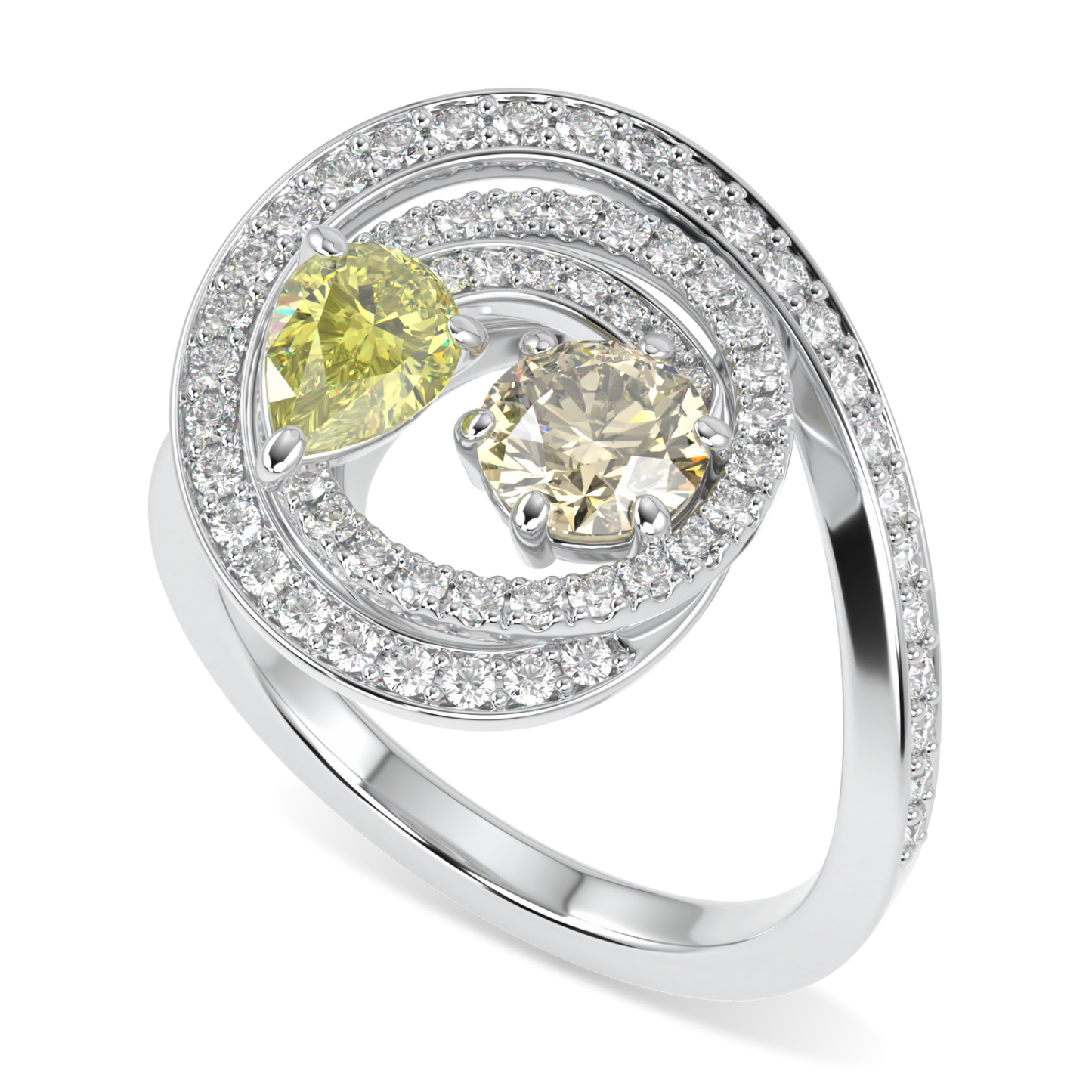 Serpentine Large White Gold Diamond Ring