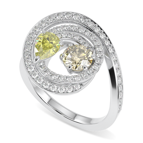 Serpentine Large White Gold Diamond Ring