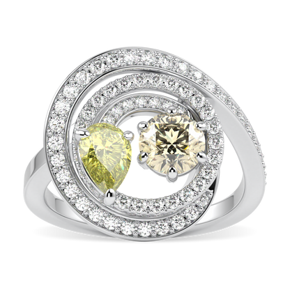 Serpentine Large White Gold Diamond Ring