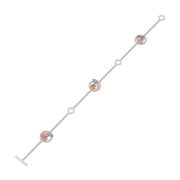 Serpentine Small Rose And White Gold Diamond Morganite Bracelet