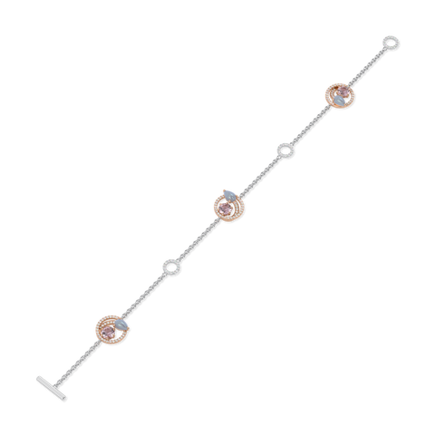 Serpentine Small Rose And White Gold Diamond Morganite Bracelet