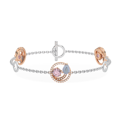 Serpentine Small Rose And White Gold Diamond Morganite Bracelet