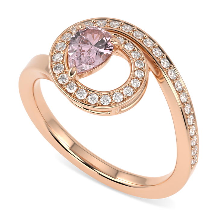 Serpentine Small Rose Gold Diamond Morganite Ring