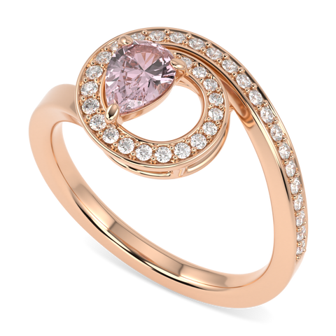 Serpentine Small Rose Gold Diamond Morganite Ring