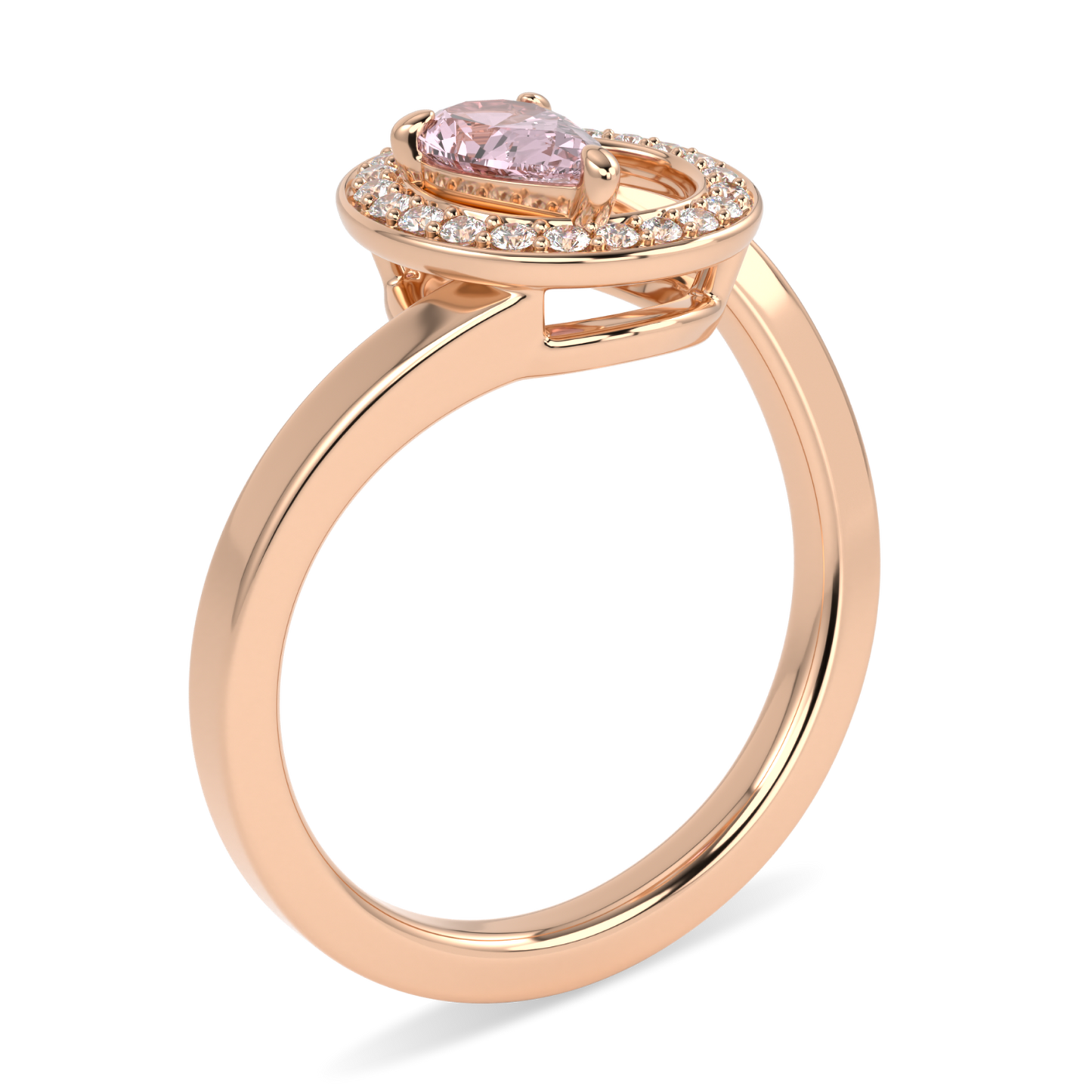 Serpentine Small Rose Gold Diamond Morganite Ring