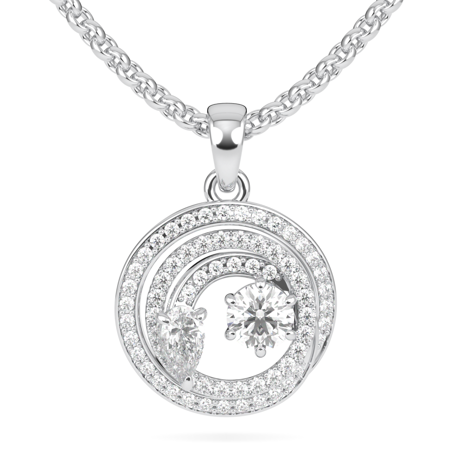 Serpentine Small White Gold Diamond Pendant