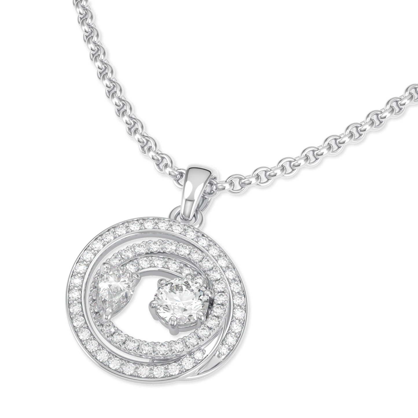 Serpentine Small White Gold Diamond Pendant