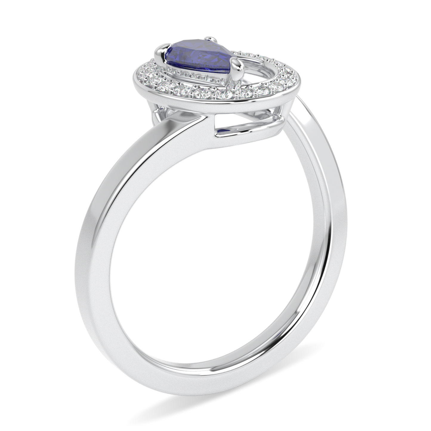 Serpentine Small White Gold Diamond Sapphire Ring